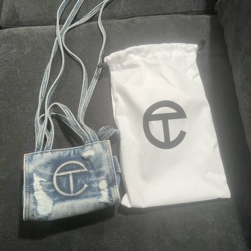 Telfar Blue Denim Crossbody Bag